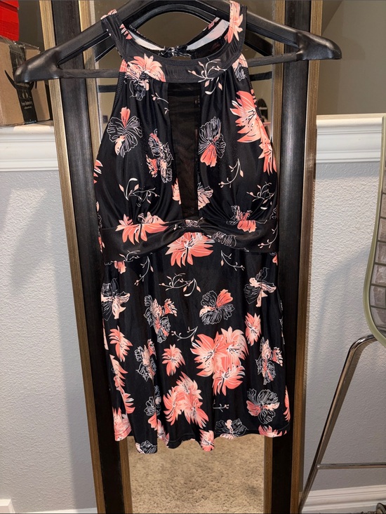 Other - 3/$10 Black Floral Halter Dress with Pink Flowers